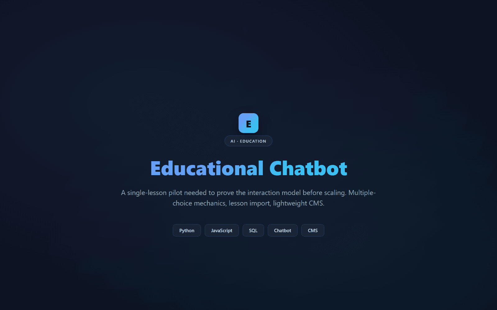 Educational Chatbot — Python, JavaScript, SQL project screenshot by Ustym Kushnir